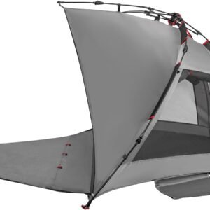 Beach Tent Sun Shelter 3-4 Person Easy Setup Portable Sunshade Canopy Large,Extended Floor,Stakes,Sand Pockets,UPF 50+ Waterproof Windproof Outdoor Camping Fishing Picnic