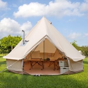 Luxury Cotton Bell Tent, Yurt Canvas Tent with Stove Jack, 4/6/8 Person Family 4 Season Camping